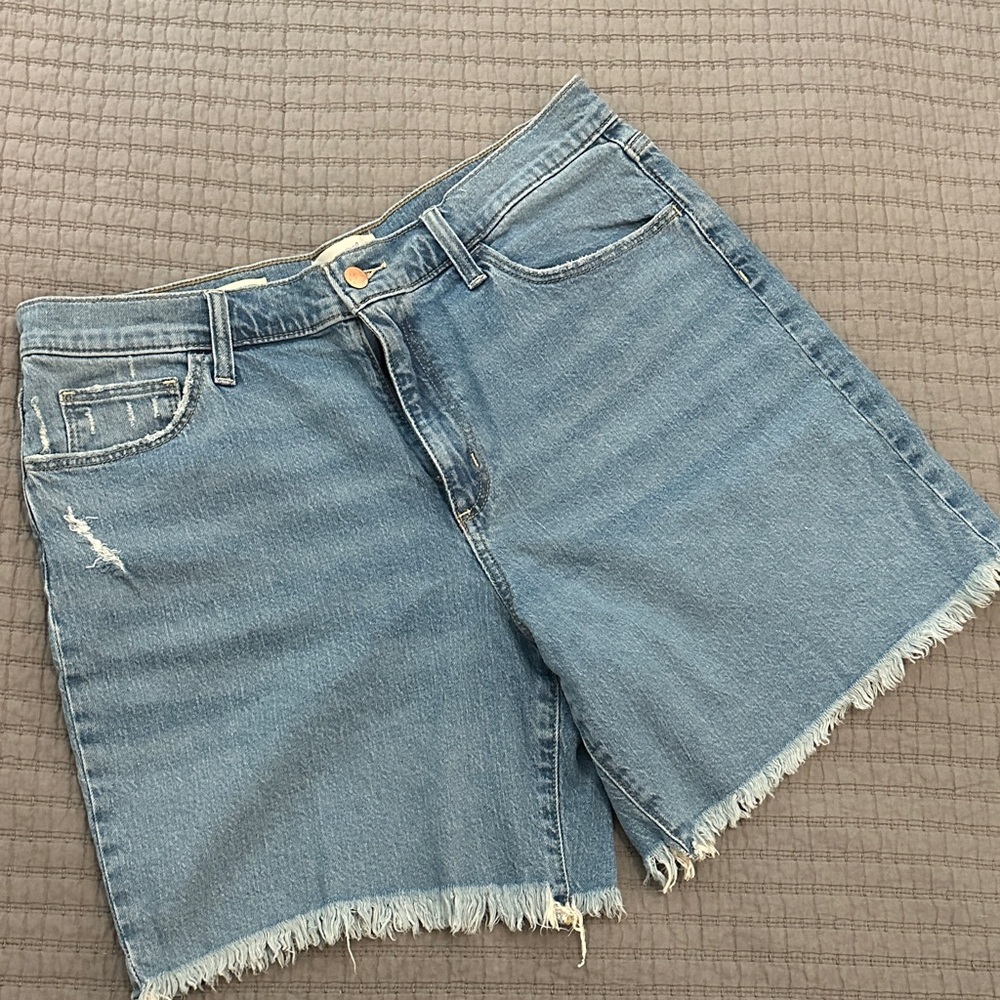 Denim Frayed Hem Women Shorts